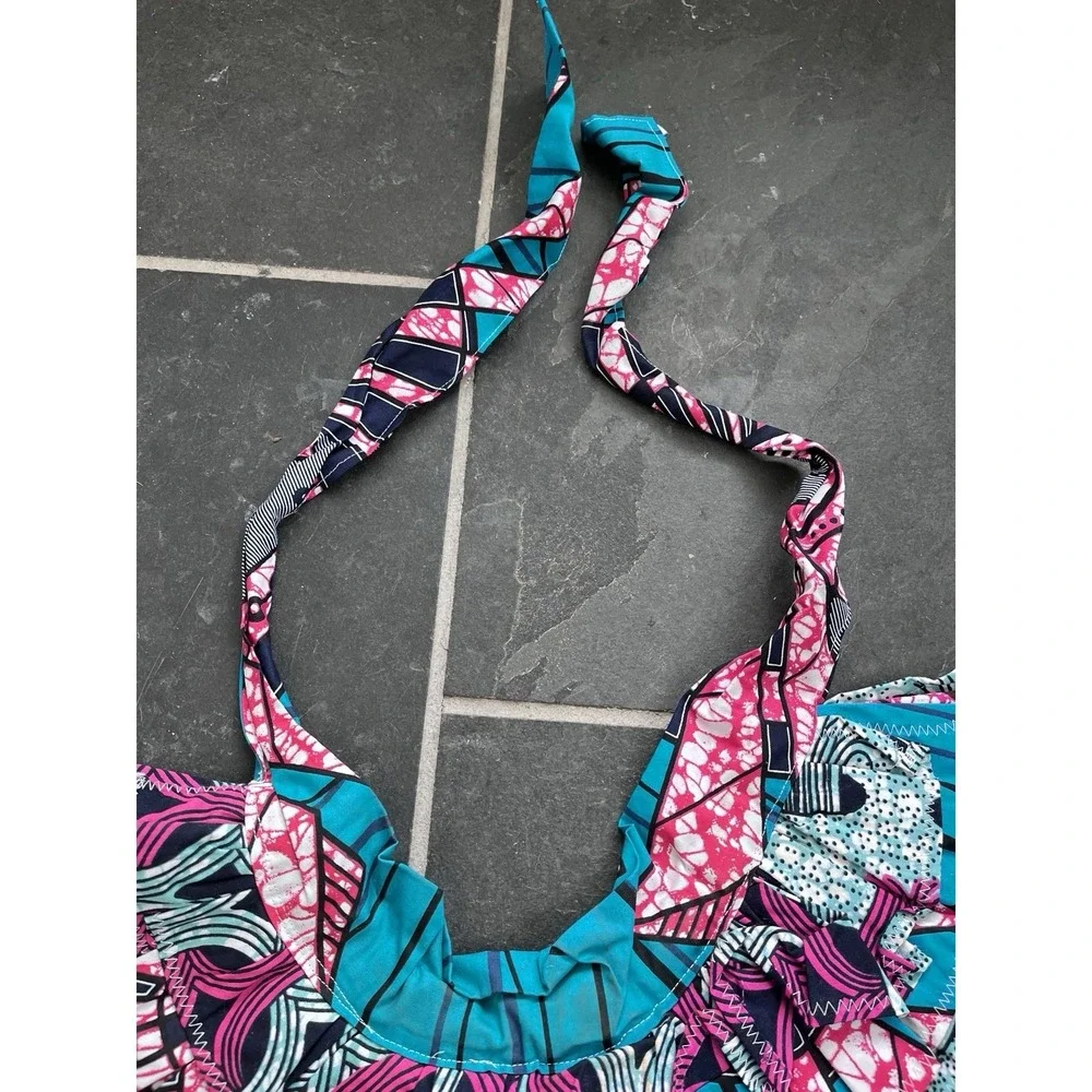 African Print Fabric Necklace Colorful Collar Necklace Bib‎ Silver Bright Color